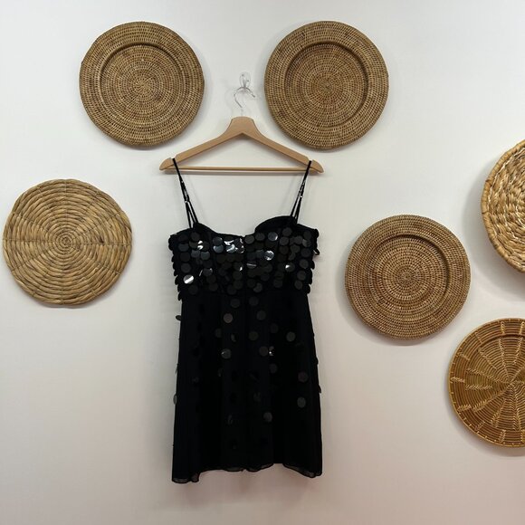 NEW Oh Polly Black Sequin Shimmer Embellished Corset Constance Mini Dress 8 - Picture 3 of 8